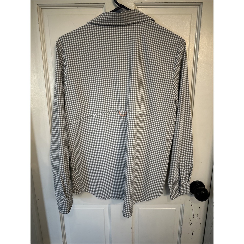 Title Nine Women's Snap Up Shirt Gray Check Long Sleeve With Pockets Size Medium - Picture 5 of 11